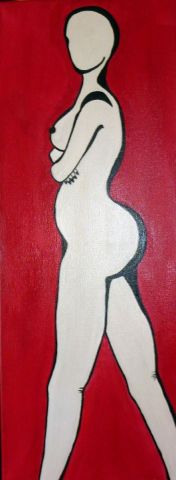 femme fond rouge